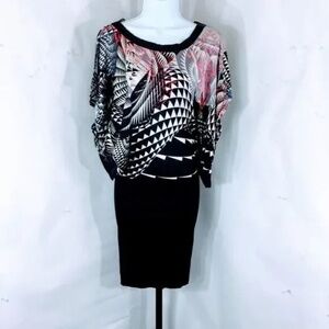 Custo Barcelona Dress Inca Fume Black Angel Sleeve Dress Size XS